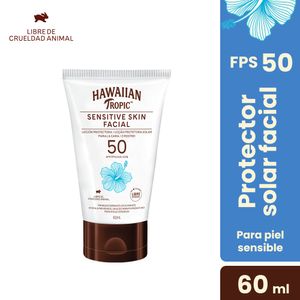 Protector Facial HAWAIIAN TROPIC Sensitive SPF 50 Caja 60ml