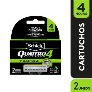 Máquina de Afeitar SCHICK Quattro Titanium + 2 Repuesto Empaque 1un