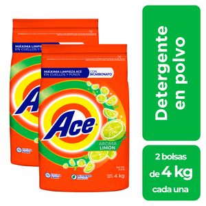 Pack ACE Detergente en Polvo Limón Bolsa 4Kg Paquete 2un