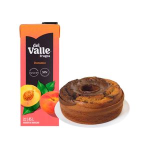 Pack Keke Redondo Marmoleado 1un + Bebida FRUGOS Sabor a Durazno Caja 1.45L