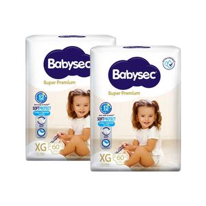 Pack Pañal Super Premium BABYSEC Talla XG 60un x 2un