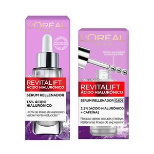 Pack L'ORÉAL Serum Anti-manchas Ácido Glicólico 30ml + Serum Hialurónico Revitalift 30ml