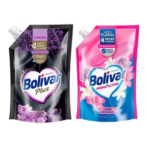 Pack Suavizante BOLIVAR Aroma Activo Doypack 1.5L + Plus Lavanda Doypack 1.5L