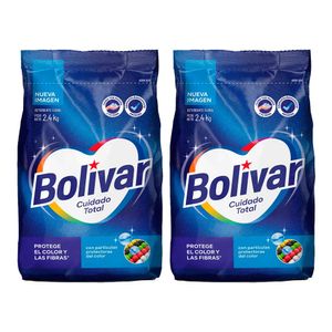 Pack Detergente en Polvo BOLIVAR Cuidado Total Floral Bolsa 2.4kg Paquete 2un