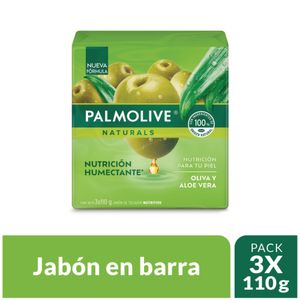 Jabón de Tocador PALMOLIVE Naturals Sensación Humectante con Oliva y Aloe 120g Paquete 3un