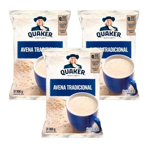 Pack Avena QUAKER Tradicional Bolsa 900g Paquete 3un