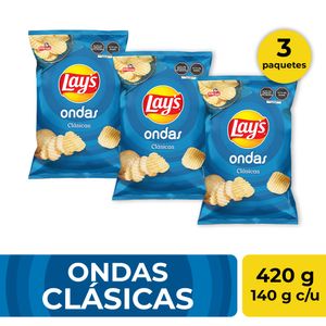 Pack Papas LAY'S Ondas Clásicas Bolsa 140g x 3un