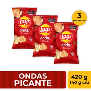 Pack Papas LAY'S Ondas Picante Bolsa 140g x 3un