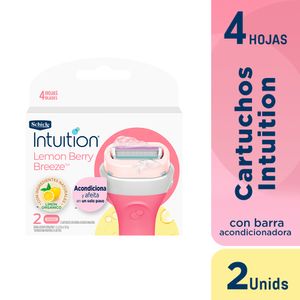 Cartuchos Intuition SCHICK 4 Hojas con Barra Acondicionadora Caja 2un