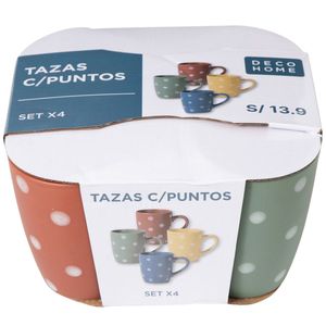 Set de Tazas DECO HOME OI25 C/Puntos 4pzas