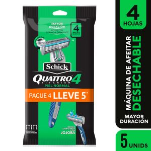 Maquina de Afeitar SCHICK Quattro Titanium Paquete 5un