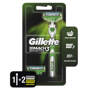 Máquina de Afeitar GILLETE Mach 3 Sensitive + Repuesto Paquete 2un