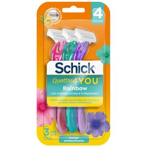 Maquina de Afeitar SCHICK Quattro You Rainbow Paquete 3un