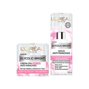 Pack L'ORÉAL Crema Día Anti-manchas Ácido Glicólico FPS30 50ml + Serum Anti-manchas Ácido Glicólico 30ml