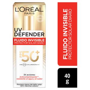Bloqueador UV Defender L'ORÉAL Fluido Invisible FPS50 Frasco 40g