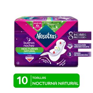 Toalla Higiénica NOSOTRAS Buenas Noches Mayor Protección Paquete 10un
