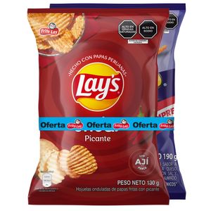 Papas LAY'S Ondas Picantes 140g + Piqueo SNAX Original 200g