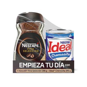 Pack Café NESCAFÉ Fina Selección Frasco 200g + Leche IDEAL Cremosita Lata 390g