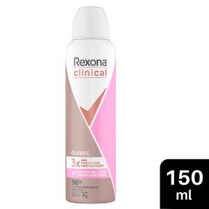 Desodorante para mujer en Aerosol REXONA Clinical Women Classic Frasco 150ml