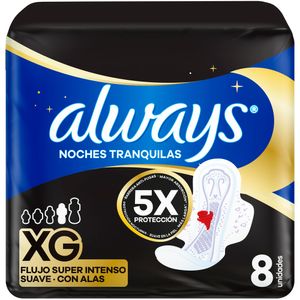 Toallas Femeninas Nocturna Suave ALWAYS Talla XG Paquete 8un