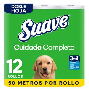 Papel Higiénico SUAVE Cuidado Completo 50mts Paquete 12un