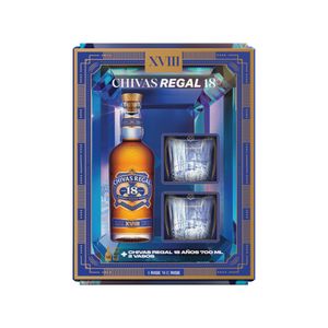 Pack Whisky CHIVAS REGAL 18 Años Botella 700ml + 2 Vasos