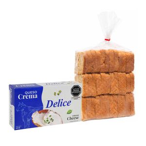 Pack Queso Crema DELICE Barra 190g + Mini Tostadas Integrales LA FLORENCIA Bolsa 36un